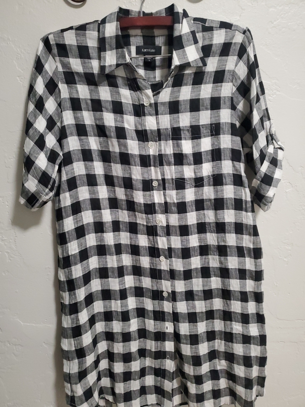 Kensie Black & White Check Button-Down Men's Shirt
